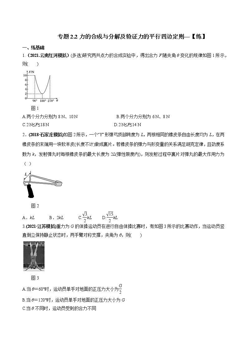 专题2.2 力的合成与分解及验证力的平行四边定则—【练】原卷版第1页