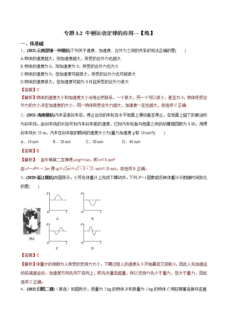 专题3.2 牛顿运动定律的应用—【练】解析版第1页