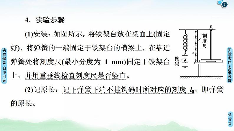 2021版高考物理大一轮复习通用版课件：第2章 实验2　探究弹力和弹簧伸长量的关系第7页