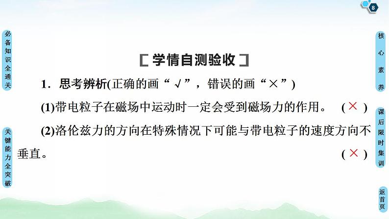 2021版高考物理大一轮复习通用版课件：第9章 第2节　磁场对运动电荷的作用第8页