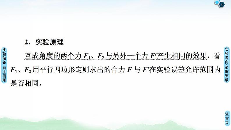 2021版高考物理大一轮复习通用版课件：第2章 实验3　验证力的平行四边形定则第4页