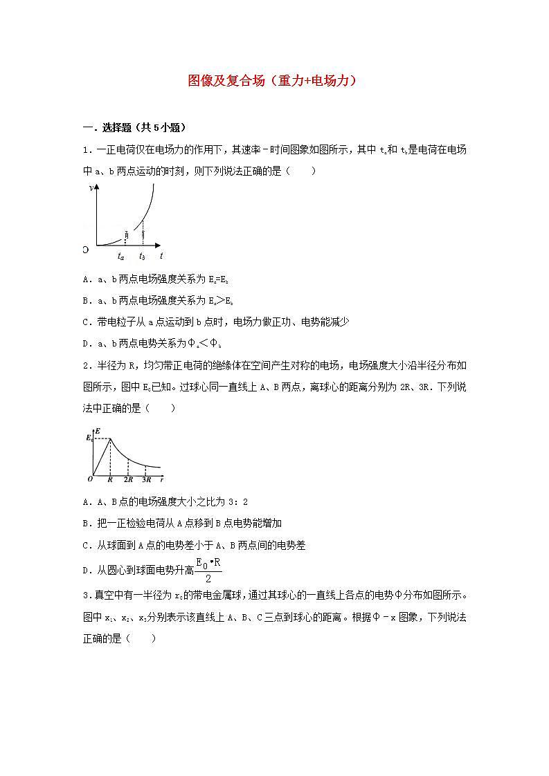 21图像及复合场重力电场力 高考物理一轮复习经典题汇编含解析第1页