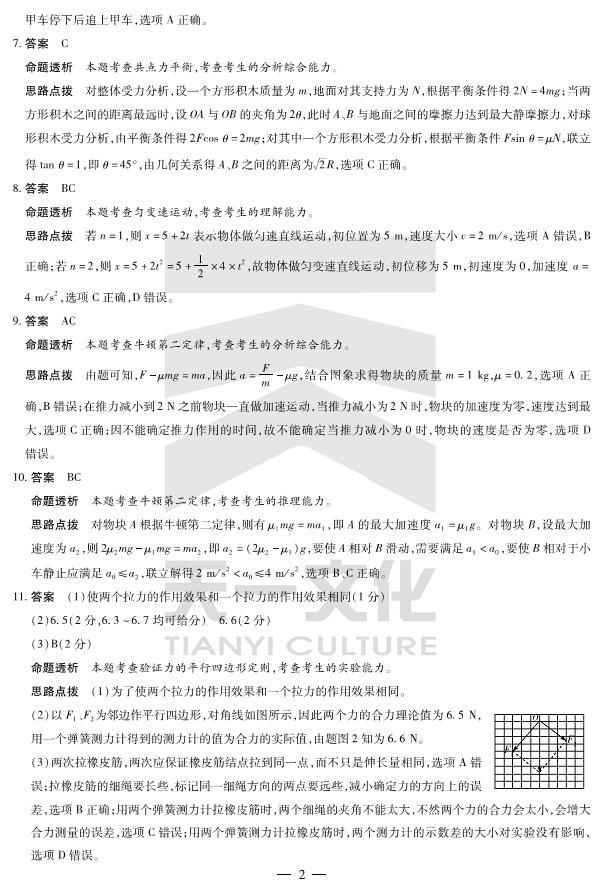 2019年河南省天一大联考高中毕业班阶段性测试物理 PDF版02