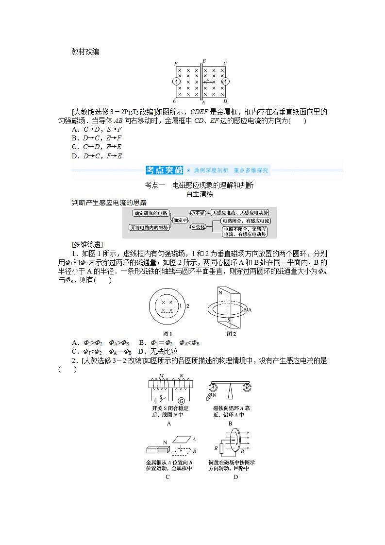 2022届高三统考物理人教版一轮复习学案：10.1 电磁感应现象　楞次定律第2页