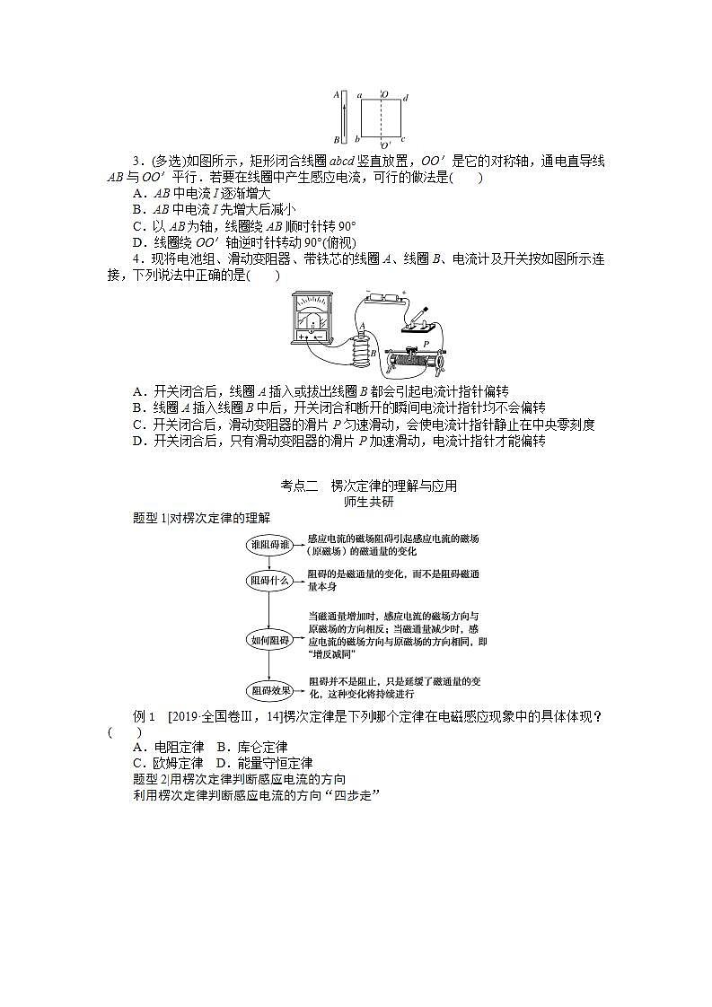 2022届高三统考物理人教版一轮复习学案：10.1 电磁感应现象　楞次定律第3页