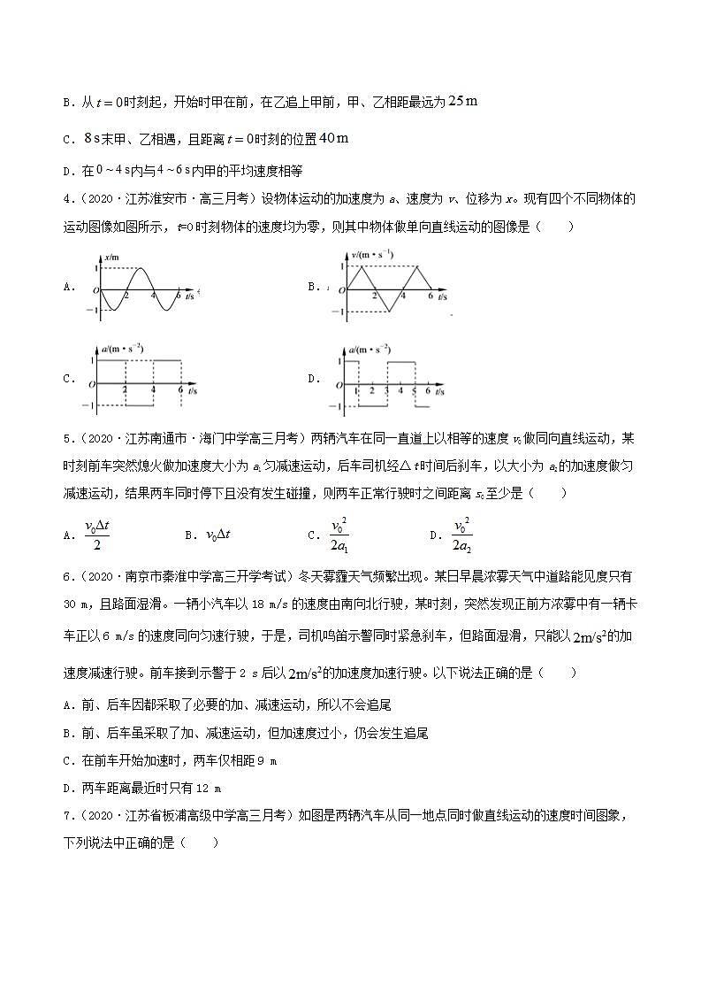 第3讲 运动学图像、追及相遇问题及相关实验（练）（原卷版）-2022年高考一轮复习讲练测（新高考·江苏）无答案02