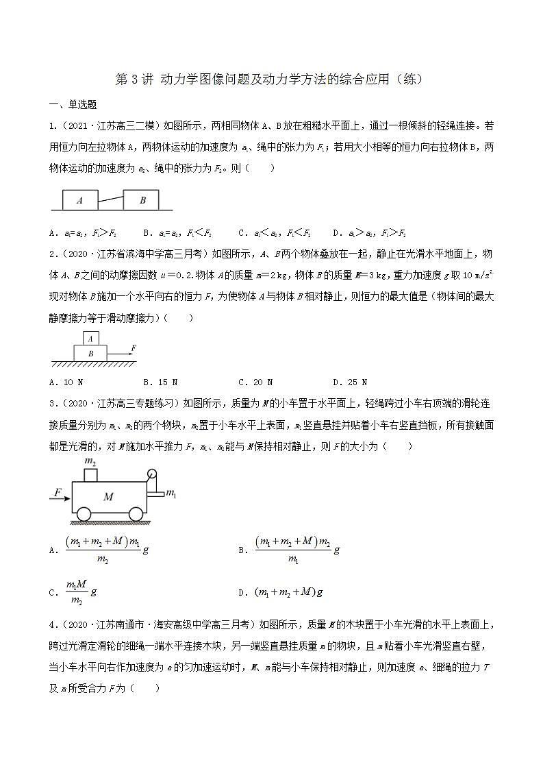 第3讲 动力学图像问题及动力学方法的综合应用（练）(原卷版）2022年高考一轮复习讲练测（新高考·江苏)无答案第1页