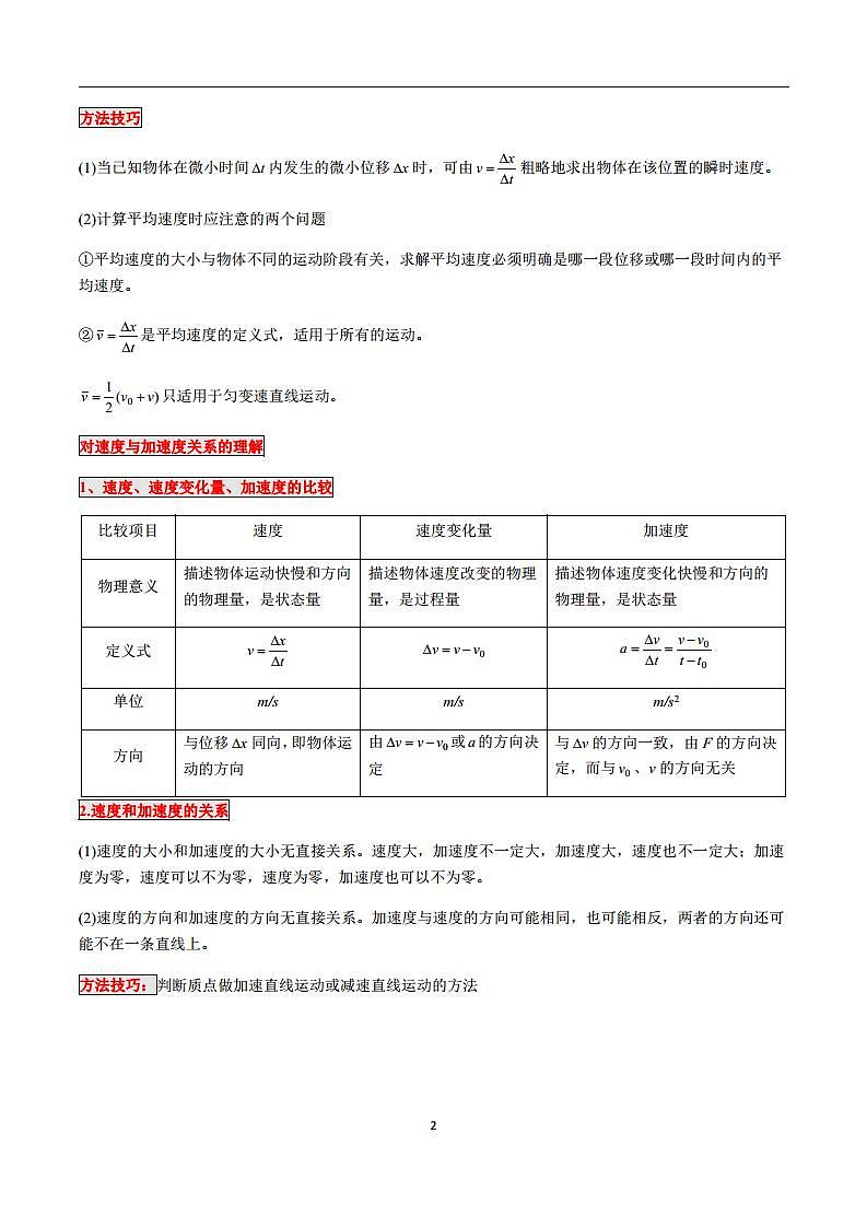 人教版高中物理必修1知识点汇总（一册全）学案第2页