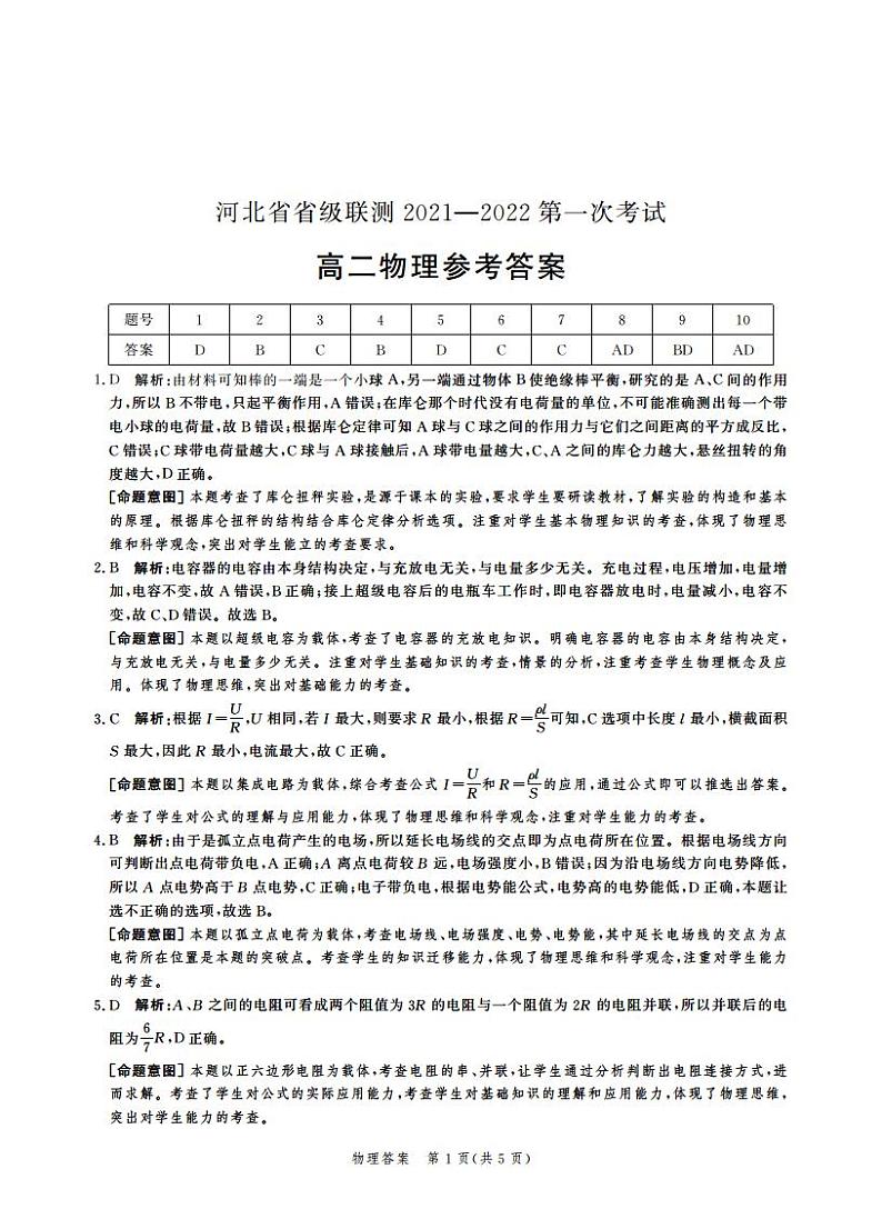 高二物理答案第1页