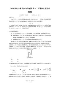 2022届辽宁省沈阳市郊联体高三上学期10月月考物理试题 （PDF版含答案）