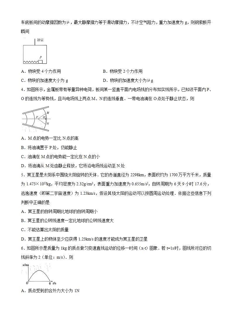 浙江省卓越联盟2021届高三上学期9月联考物理试题 Word版含答案第2页