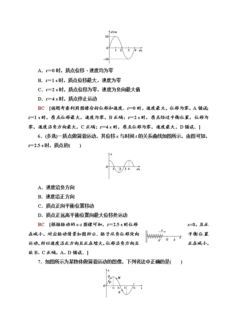 人教版高中物理选择性必修第一册课时分层作业6《简谐运动》(含解析) 练习03