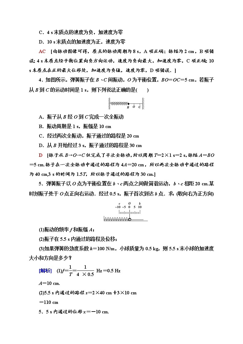 人教版高中物理选择性必修第一册课时分层作业7《简谐运动的描述》(含解析)第2页