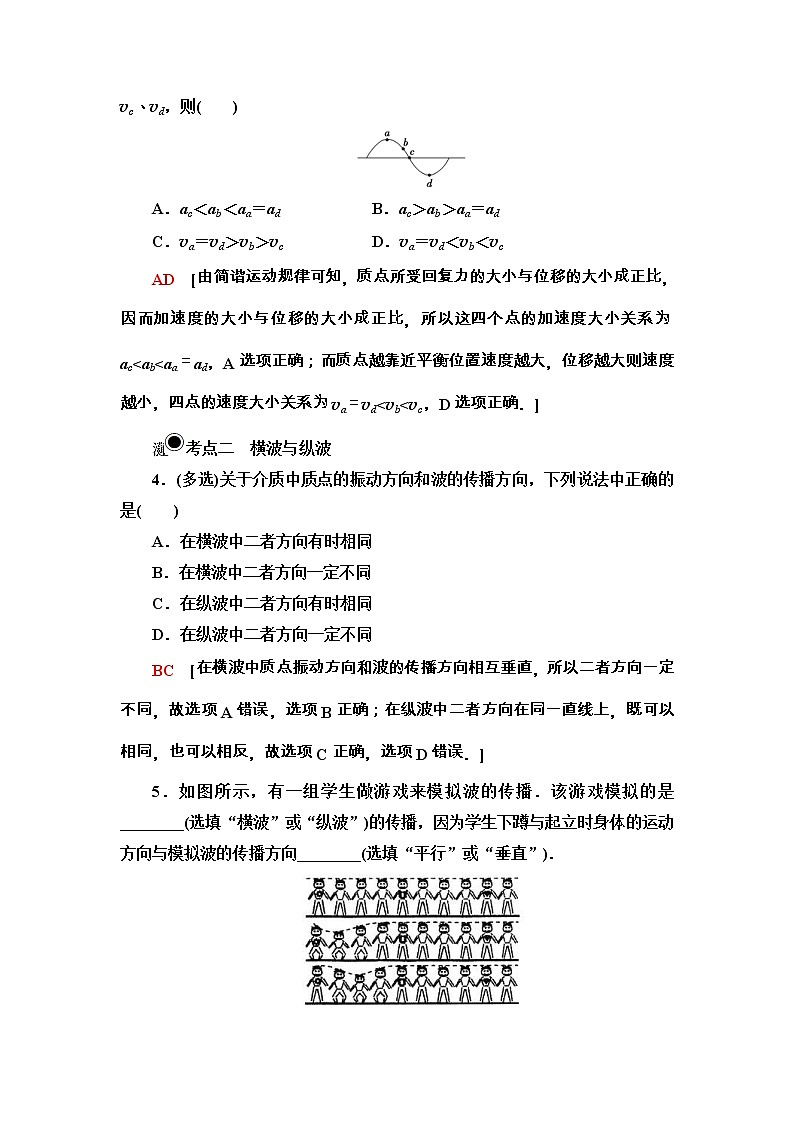 人教版高中物理选择性必修第一册课时分层作业11波的形成》《(含解析) 练习02