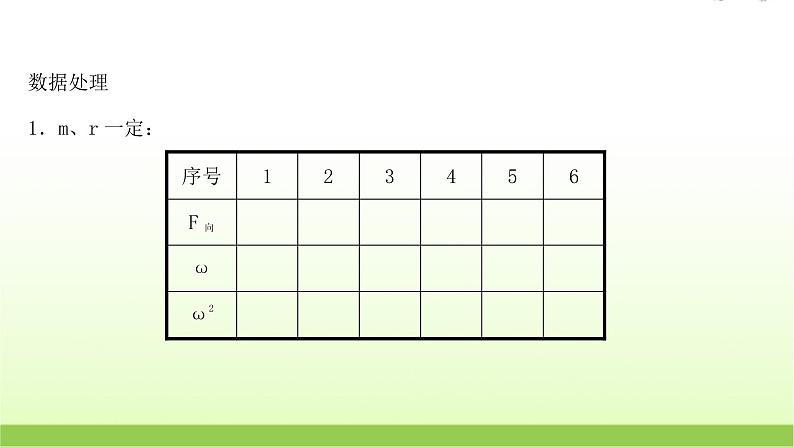 高考物理一轮复习实验六探究向心力的大小与半径角速度质量的关系课件07