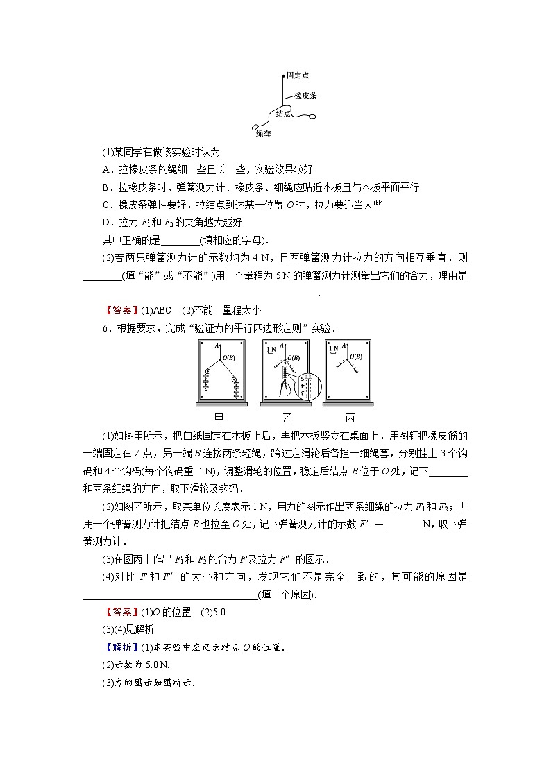 2022版高考物理一轮复习演练：专题2 实验3 验证力的平行四边形定则第3页