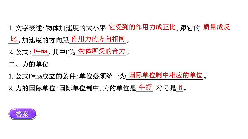 2021-2022学年高中物理新人教版必修第一册 4.3 牛顿第二定律 课件（43张）第4页