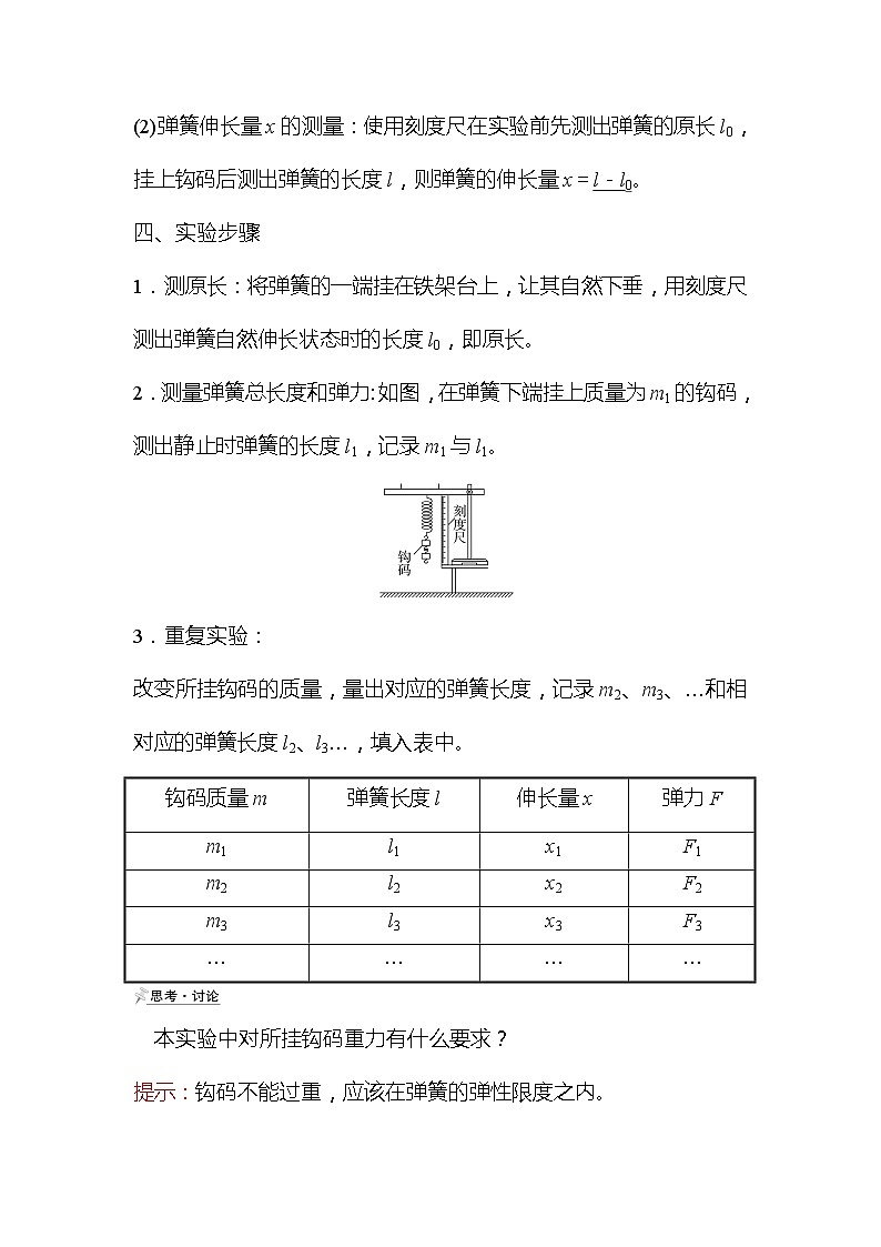 2021-2022学年高中物理新人教版必修第一册 第三章  1. 第2课时 实验：探究弹簧弹力与形变量的关系 学案练习题第2页