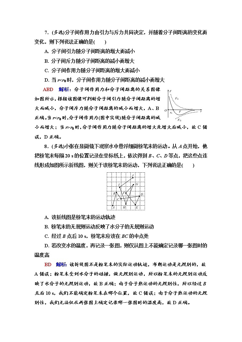 新教材2022版高考物理人教版一轮总复习训练：36　分子动理论第3页