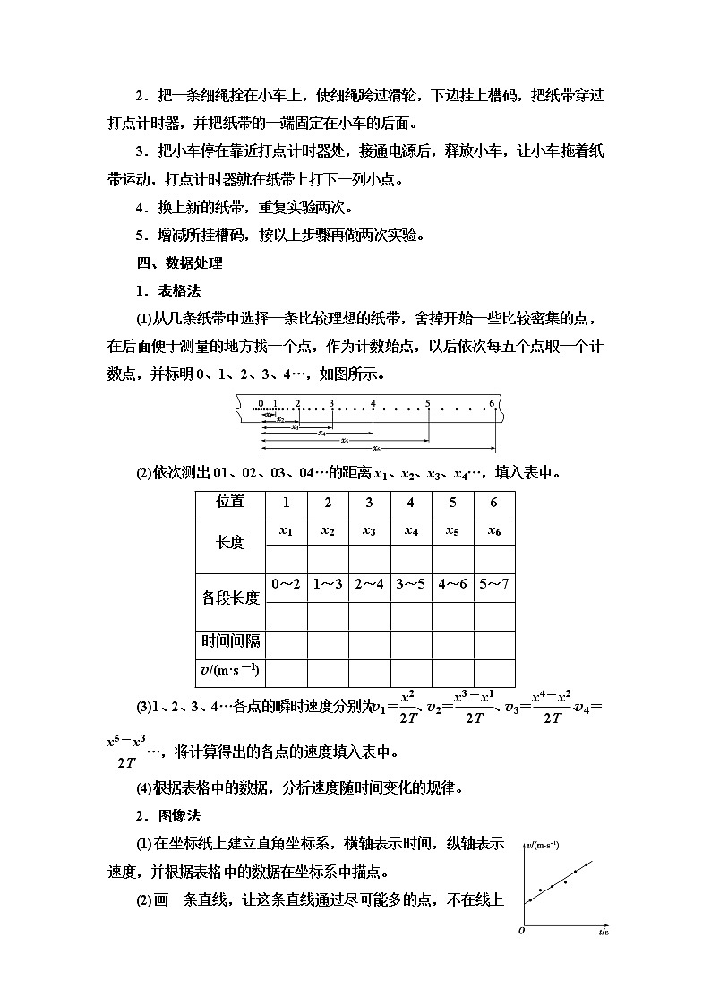 2021-2022学年高中物理新人教版必修第一册 第2章 1．实验：探究小车速度随时间变化的规律 学案02
