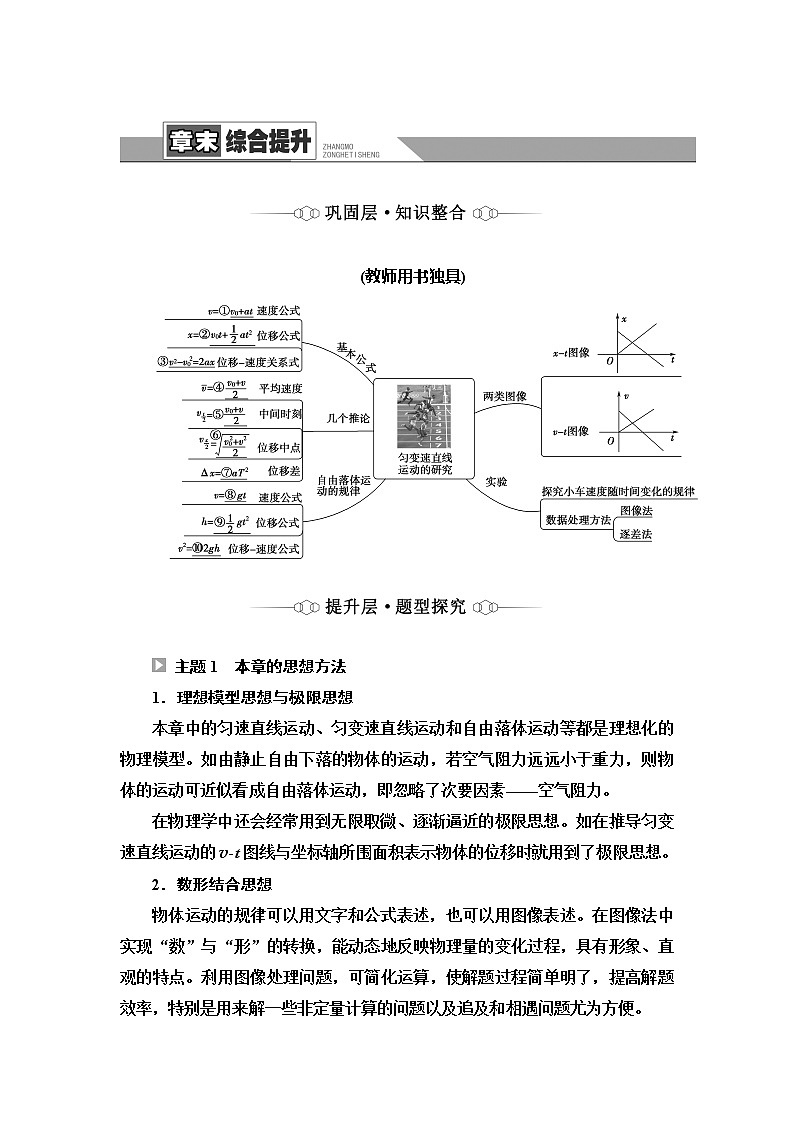 2021-2022学年高中物理新人教版必修第一册 第2章 匀变速直线运动的研究 章末综合提升 学案01