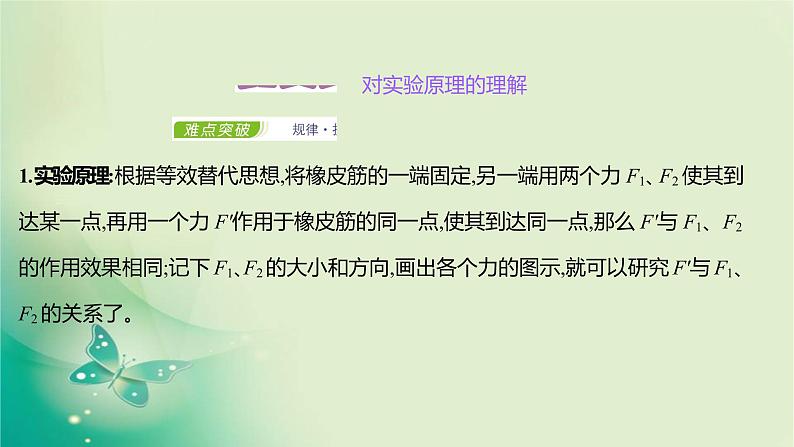 2021-2022学年高中物理新人教版必修第一册 第三章4.第2课时　实验：探究两个互成角度的力的合成规律 课件（12张）第2页