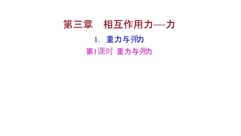 2021-2022学年高中物理新人教版必修第一册 第三章  1. 第1课时 重力与弹力 课件（89张）第1页