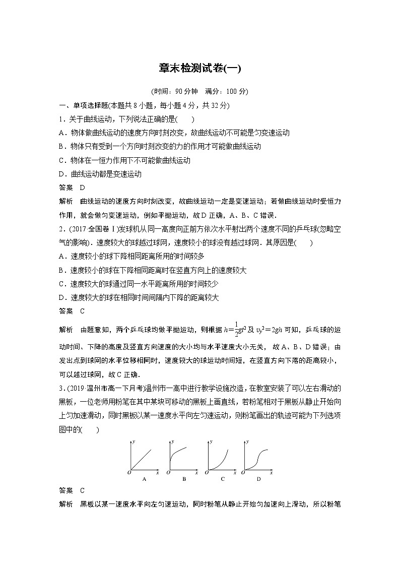2022年高中物理（新教材）粤教版同步学案章末检测试卷(一)【解析版】第1页