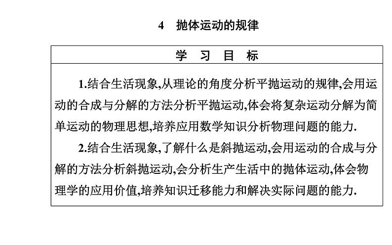 2020-2021学年高中物理新人教版 必修第二册 5.4 抛体运动的规律 课件（36张）第2页