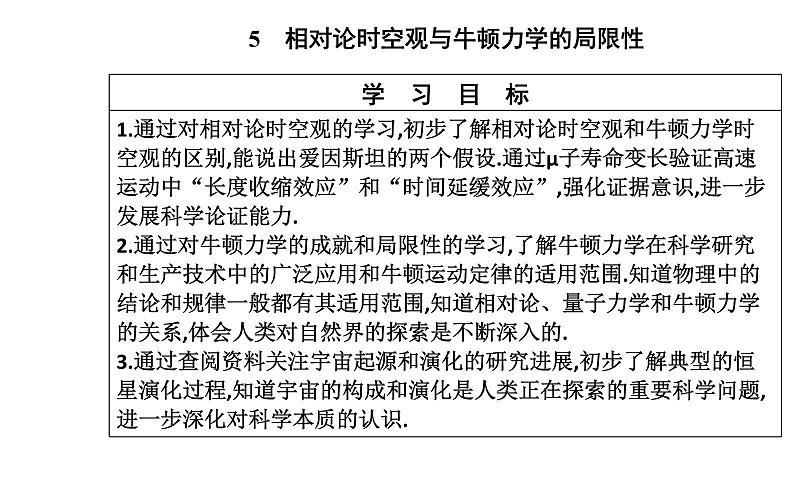 2020-2021学年高中物理新人教版 必修第二册 7.5 相对论时空观与牛顿力学的局限性 课件（25张）第2页