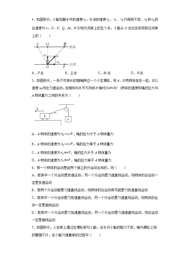 2020-2021学年高中物理新人教版必修第二册 5.2运动的合成与分解 课时作业2（含解析）第2页