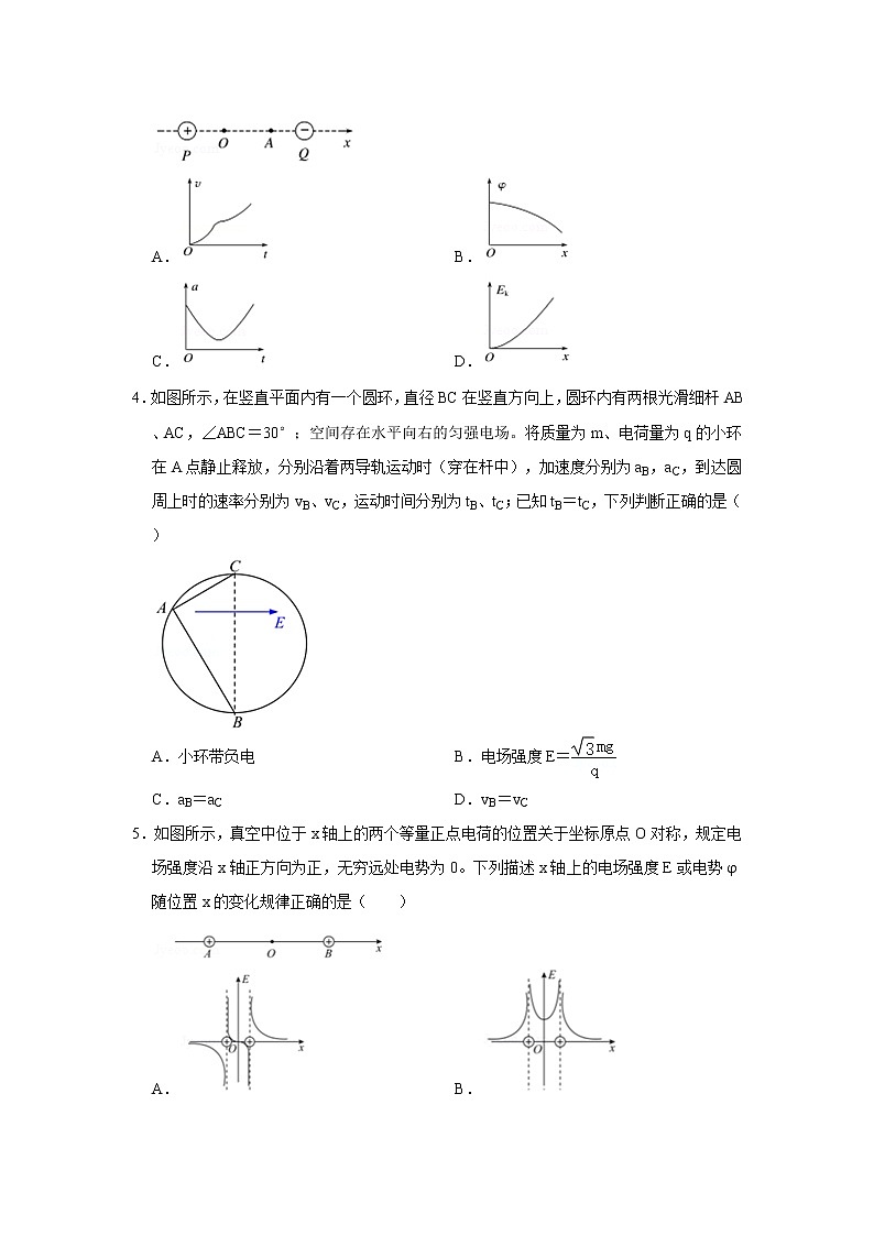 2020-2021学年高中物理新人教版必修第三册  10.3电势差与电场强度的关系 同步训练8（含解析）第2页