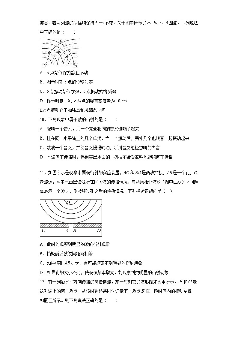 2020-2021学年高中物理新人教版选择性必修第一册 3.3波的反射、折射和衍射 同步训练103