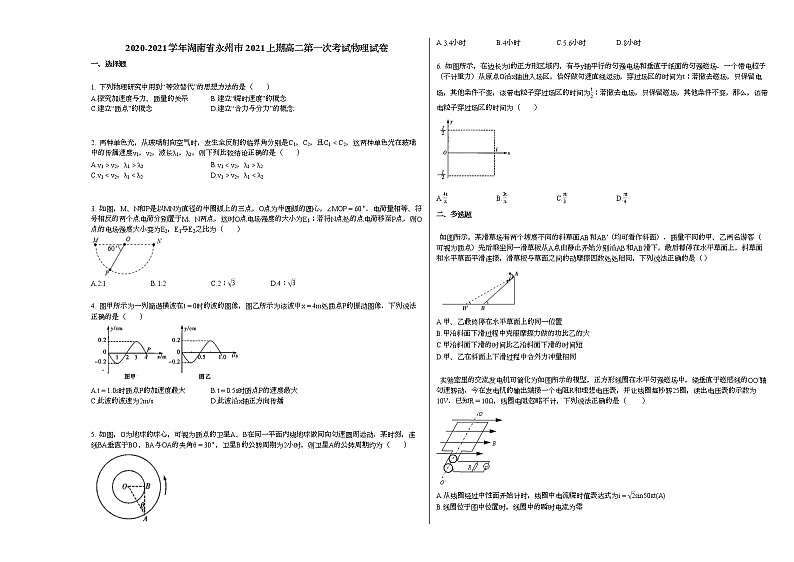 2020-2021学年湖南省永州市2021上期高二下学期第一次考试物理试卷新人教版01