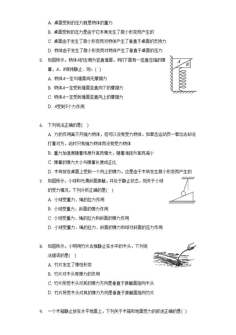 3.2 弹力  同步练习教科版（2019）高中物理必修第一册02