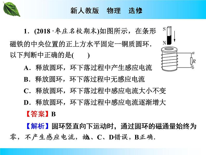 2019-2020学年高中物理新人教版选择性必修第二册 第2章 第1节 楞次定律 课件（29张）第3页