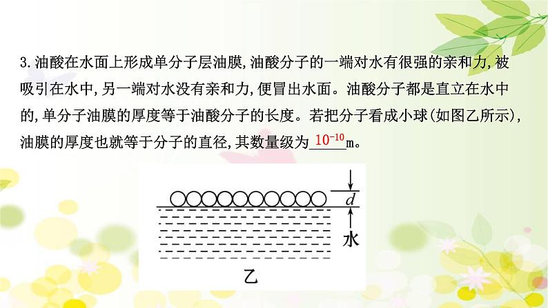 2020-2021学年高中物理新人教版 选择性必修第三册 1.2 实验  用油膜法估测油酸分子的大小 课件（37张）第7页