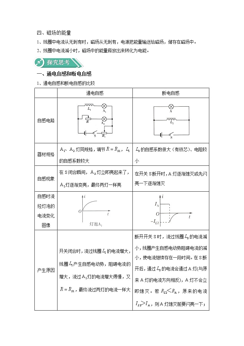 2020-2021学年高中物理新人教版选择性必修第二册 2.4互感和自感 学案第2页