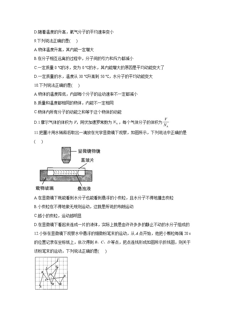 2020-2021学年高中物理新人教版 选择性必修第三册 第一章 分子动理论 章末综合练习2第3页