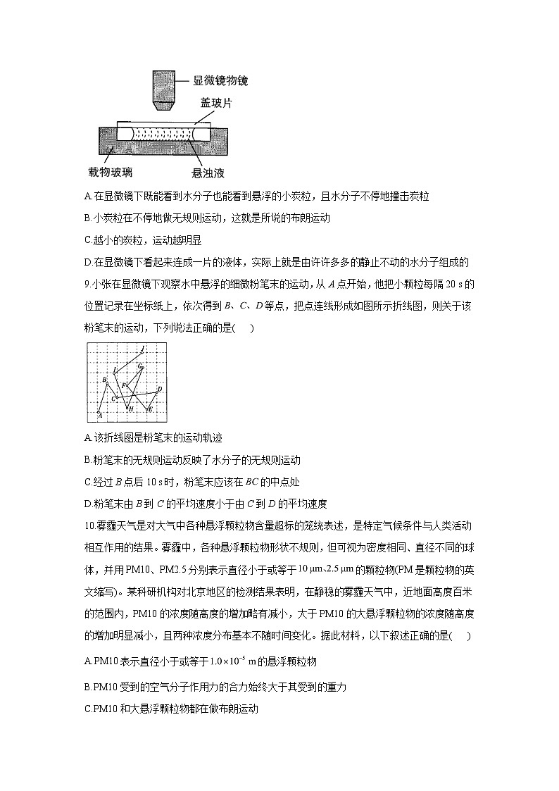 2020-2021学年高中物理新人教版 选择性必修第三册 1.1分子动理论的基本内容 同步课时作业（含解析）第3页
