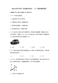 2018-2019学年广东省清远市高一（上）期末物理试卷