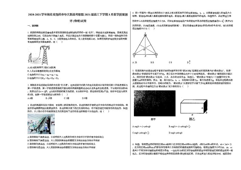 2020-2021学年湖北省荆州市华大新高考联盟2021届高三下学期3月教学质量测评_（物理）试卷新人教版01