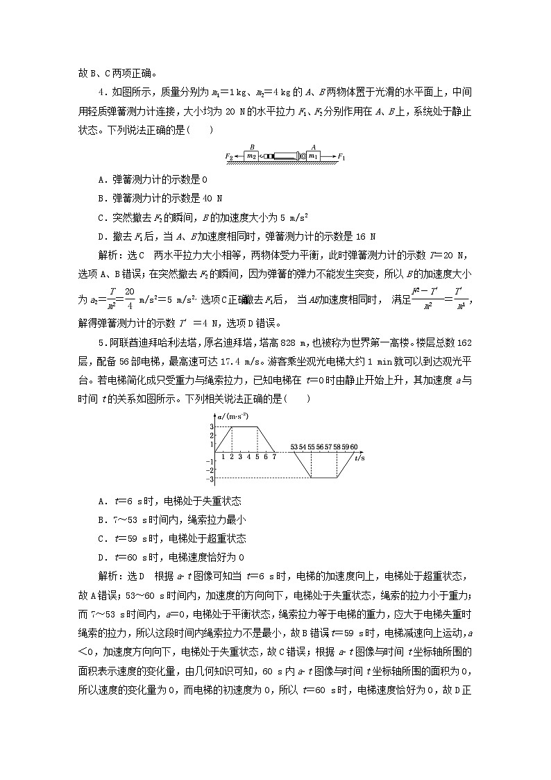高考物理一轮复习课时检测十四牛顿第二定律含解析新人教版02