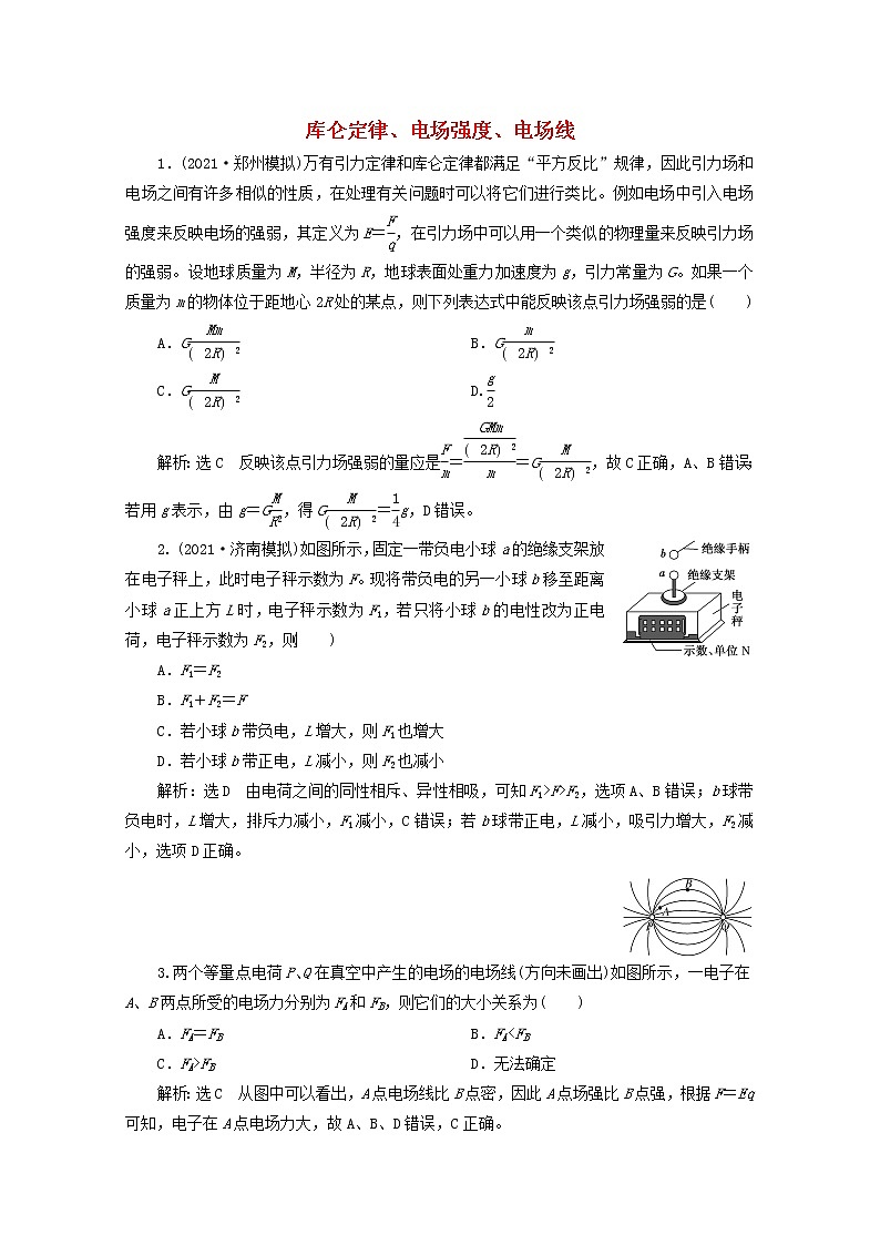 高考物理一轮复习课时检测三十八库仑定律电场强度电场线含解析新人教版01