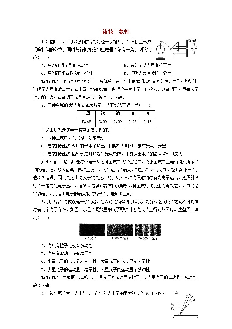 高考物理一轮复习课时检测六十八波粒二象性含解析新人教版第1页