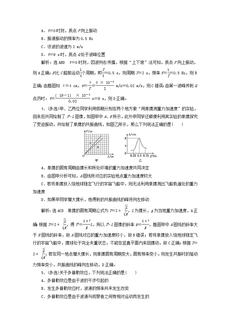 高考物理一轮复习课时检测七十四机械振动机械波含解析新人教版第2页