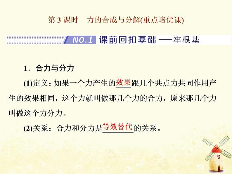 高考物理一轮复习第二章相互作用第3课时力的合成与分解课件新人教版第1页