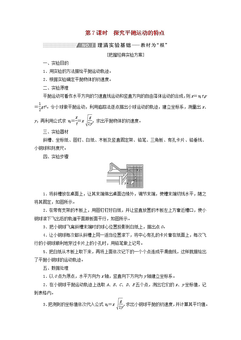 高考物理一轮复习第四章曲线运动万有引力与航天第7课时探究平抛运动的特点学案新人教版01