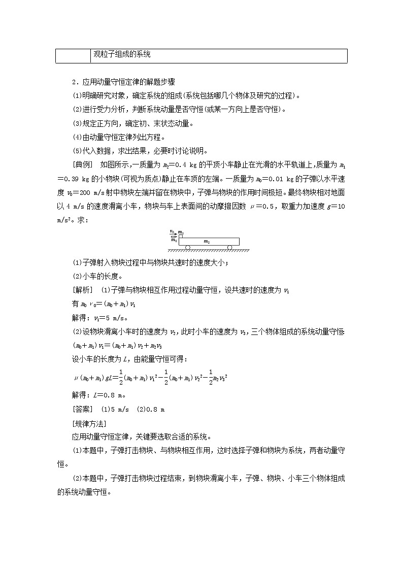 高考物理一轮复习第六章动量第2课时动量守恒定律学案新人教版第3页