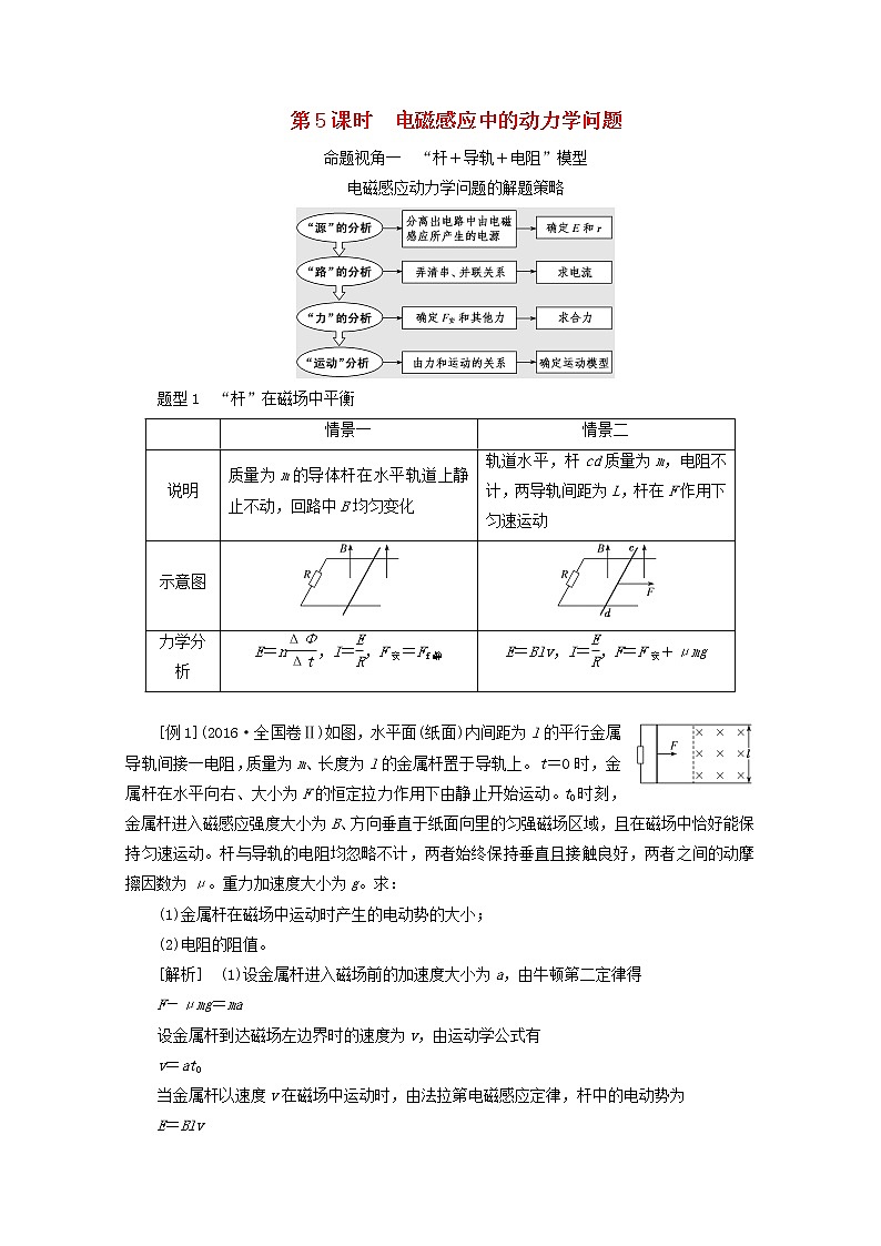 高考物理一轮复习第十章电磁感应第5课时电磁感应中的动力学问题学案新人教版第1页